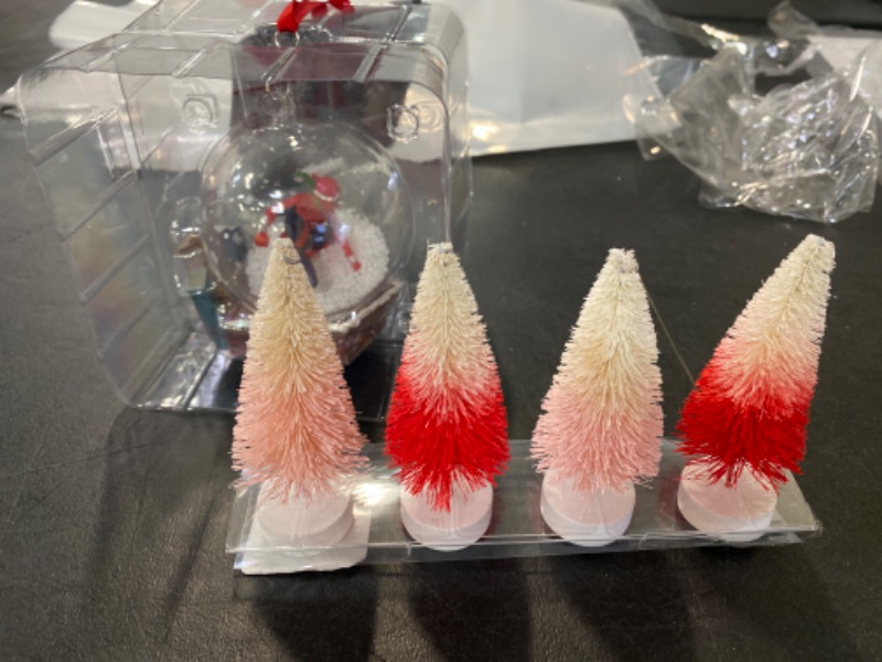 Photo 2 of 4pk Valentines Bottle Brush Tree Figurines Pink/Red - Spritz& SpiderMan Ornament