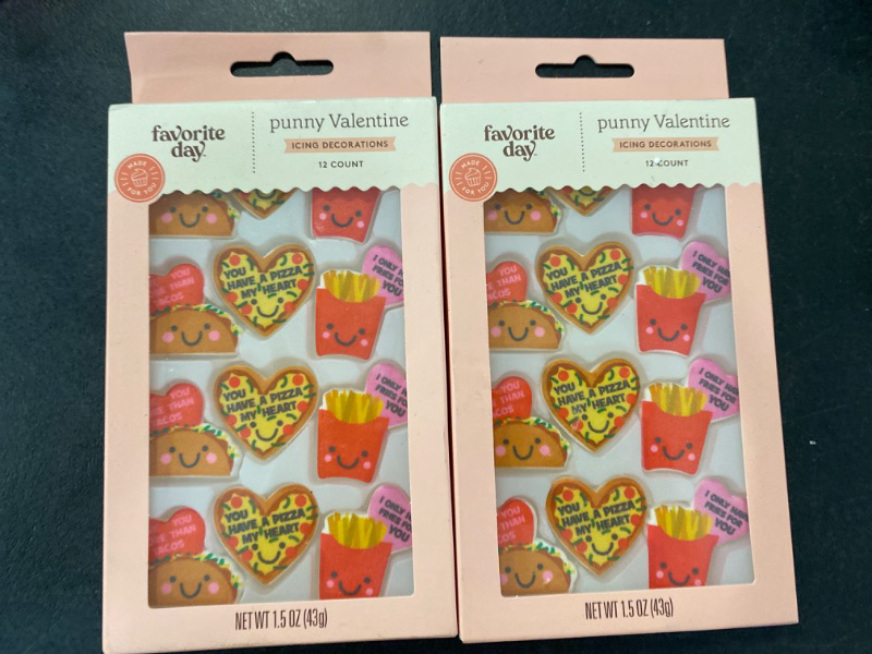 Photo 1 of 2 pack of Punny Valentine's Icing decorations 