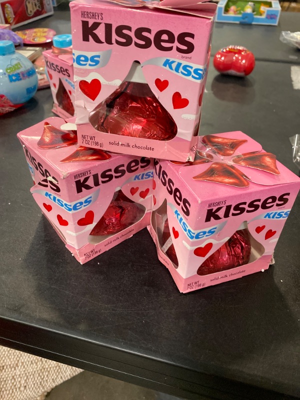 Photo 2 of 3 pack of Hersheys Kisses Valentines Day Solid Milk Chocolate Candy Gift Box - 7oz