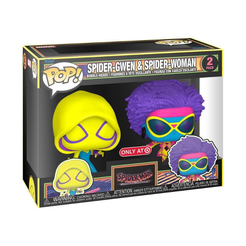 Photo 1 of Funko Spider-Man Spider-Gwen & Spider-Woman Pop! Vinyl Bobblehead Figure Set - Black Light Limited Edition Exclusive
