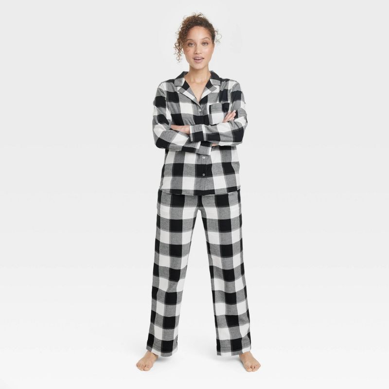 Photo 1 of Women's Check Flannel Pajama Set - Stars Above™ White/Black S
