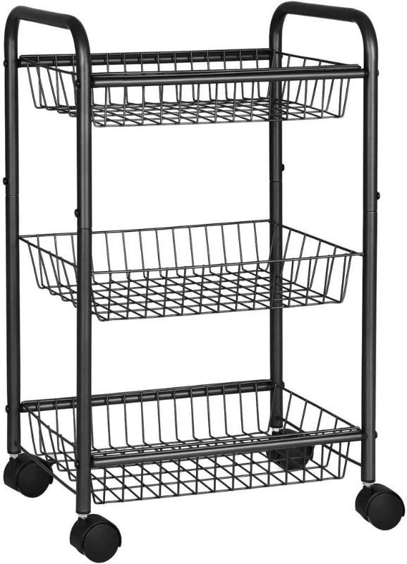 Photo 2 of SONGMICS 3-Tier Metal Rolling Cart, Storage Cart with Removable Baskets, Utility Cart with Wheels and Handle, for Kitchen, Bathroom, Laundry Room & Snoopy A Beagle of Mars 
