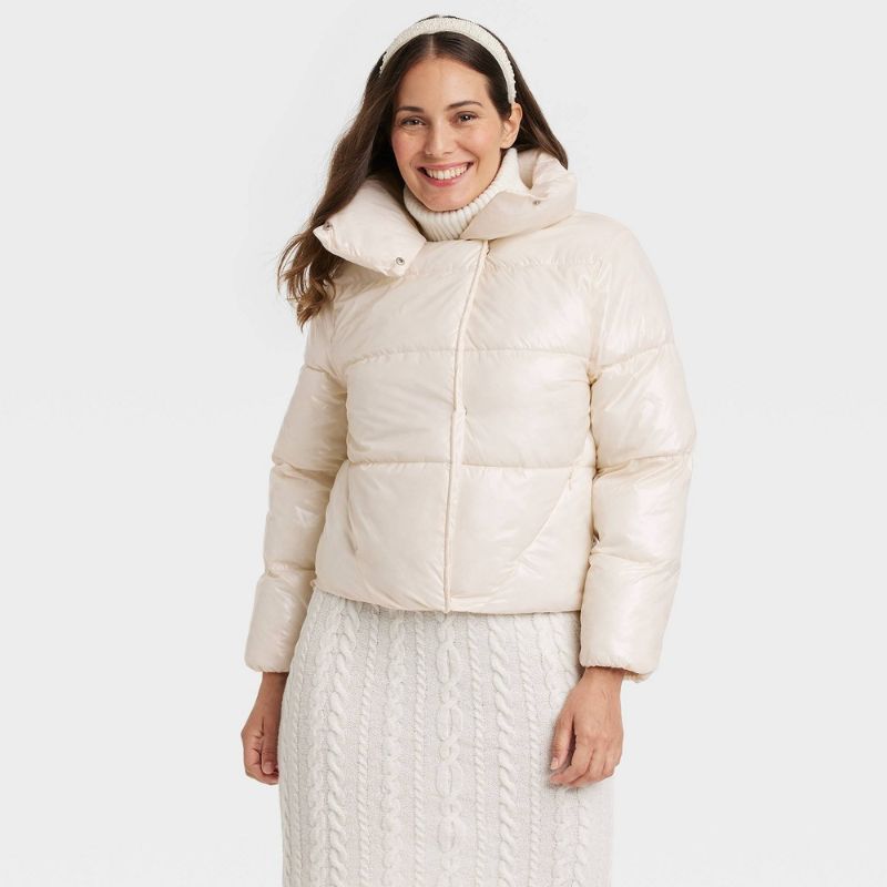 Photo 1 of Women's Short Relaxed Puffer Jacket - a New Day™ Tan XL
