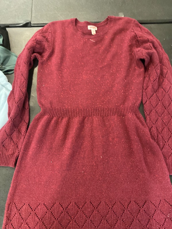 Photo 2 of Girls' Crochet Long Sleeve Sweater Dress - Cat & Jack™ Burgundy XL
