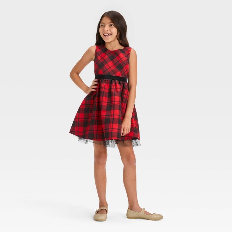 Photo 1 of Girls' Sleeveless Plaid Dress - Cat & Jack™ Red M
