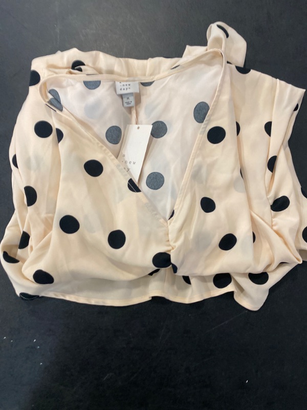 Photo 2 of Women's Crepe Short Sleeve MIDI Dress - a New Day™ Beige Polka Dots M
