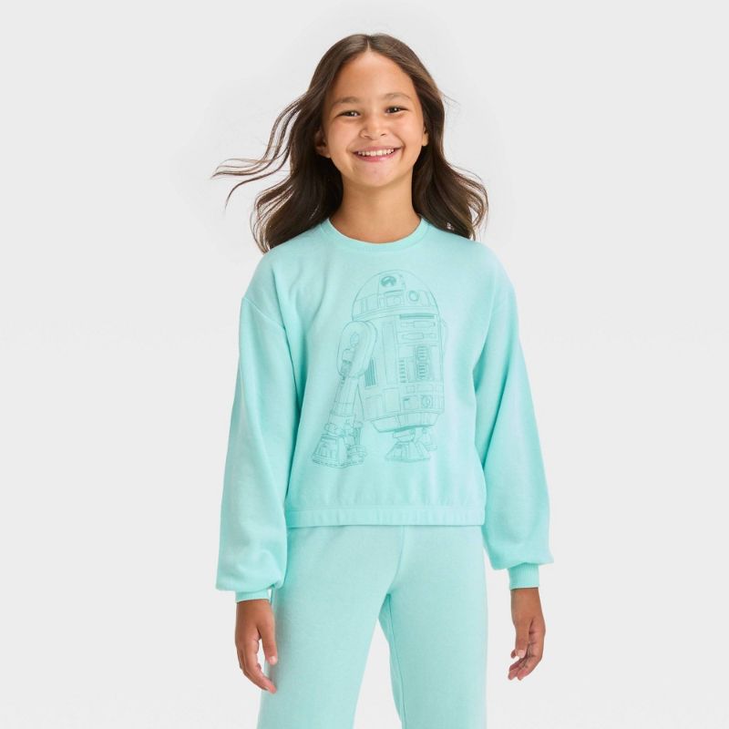 Photo 1 of Girls' Disney 100 Star Wars Fleece Pullover Sweatshirt - Turquoise Blue S
