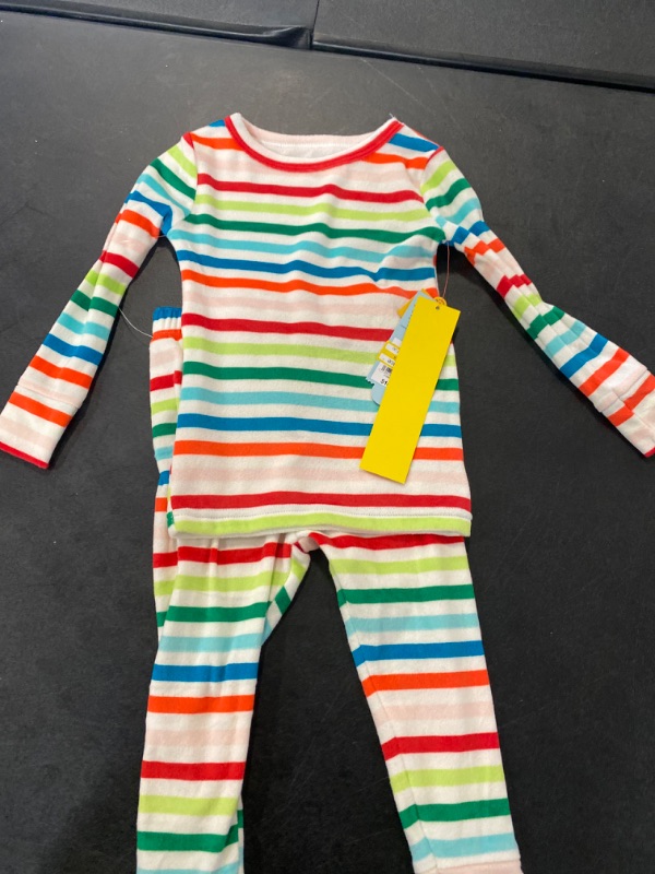 Photo 2 of Toddler 2pc Snuggly Soft Striped Pajama Set - Cat & Jack™ Off-White/Red 2T
