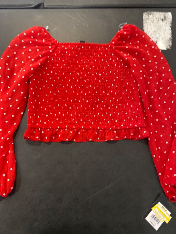 Photo 2 of Girls' Long Sleeve Smocked Chiffon Top - Art Class™ Red Dot XL
