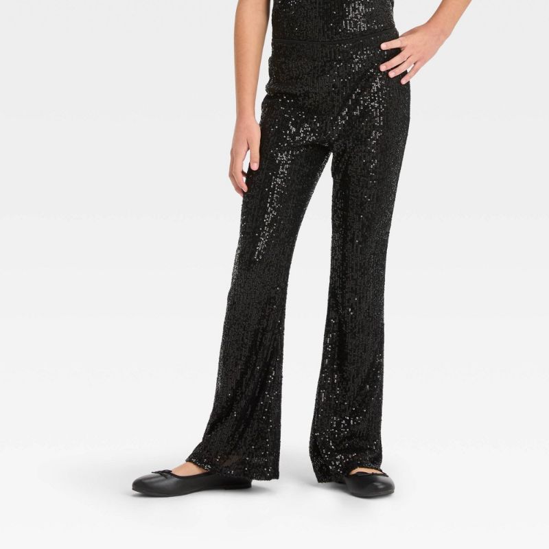 Photo 1 of Girls' Sequin Flare Pants - Art Class™ Black L
