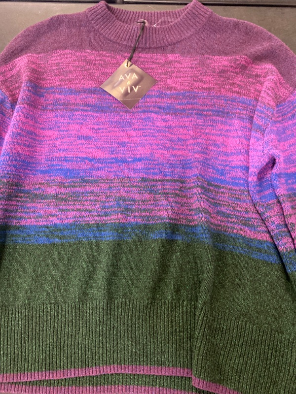 Photo 2 of Women's Crewneck Pullover Sweater - Ava & Viv™ Purple Ombre XXL
