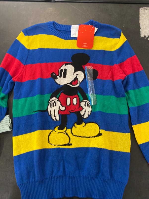 Photo 2 of (L) Boys' Disney 100 Matching Family Mickey Mouse Retro Re-Imagined Striped Pullover Sweater - Blue
