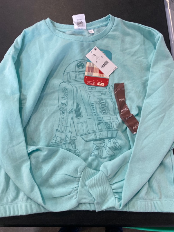 Photo 2 of Girls' Disney 100 Star Wars Fleece Pullover Sweatshirt - Turquoise Blue XL
