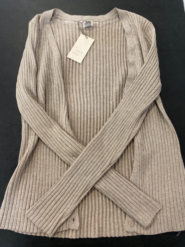 Photo 2 of Women's Fine Gauge Ribbed Cardigan - a New Day™ Tan L
