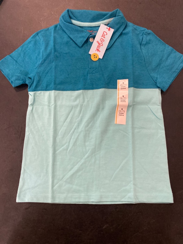 Photo 2 of Boys' Short Sleeve Colorblock Polo T-Shirt - Cat & Jack™ Aqua Blue S
