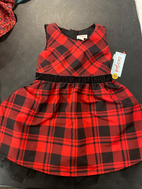Photo 2 of Girls' Sleeveless Plaid Dress - Cat & Jack™ Red XS
