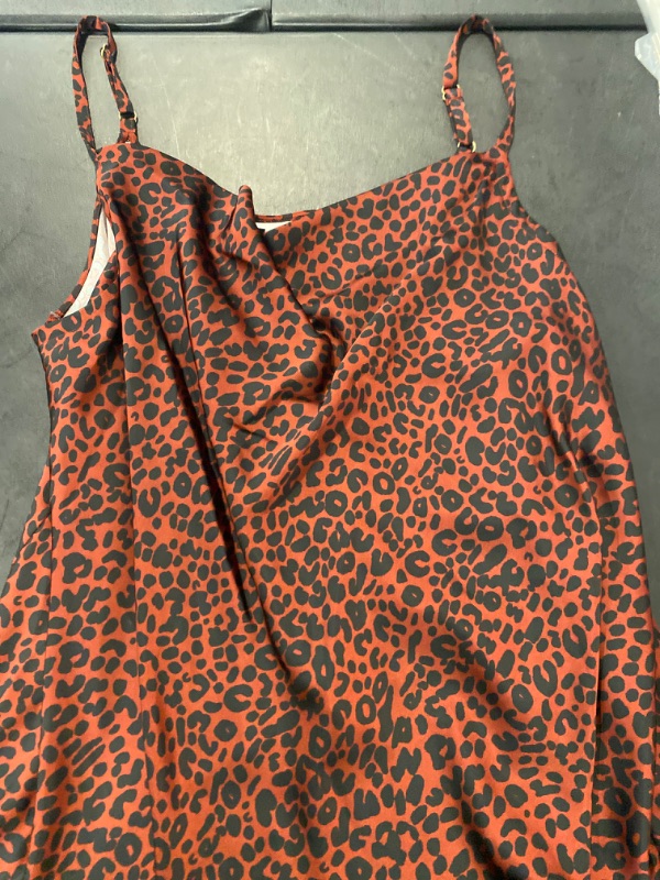 Photo 2 of Women's Satin Tank Top - Ava & Viv™ Brown Animal Print 3X
