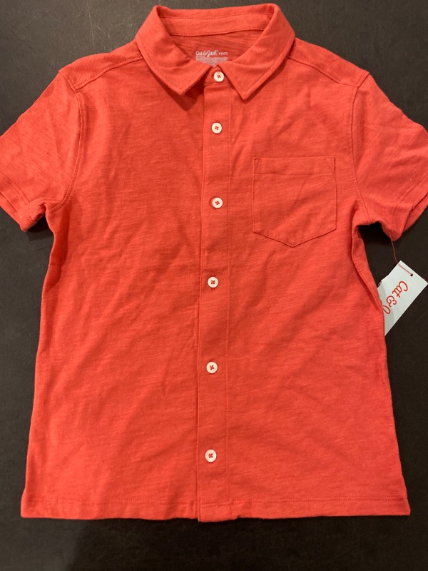 Photo 2 of Boys' Short Sleeve Jersey Button-Down Shirt - Cat & Jack™ Orange S
