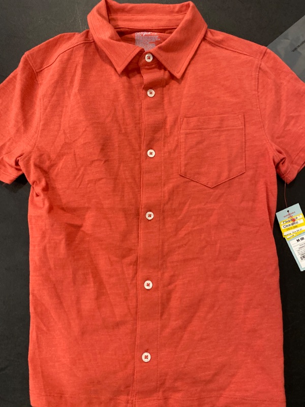 Photo 2 of Boys' Short Sleeve Jersey Button-Down Shirt - Cat & Jack™ Orange M

