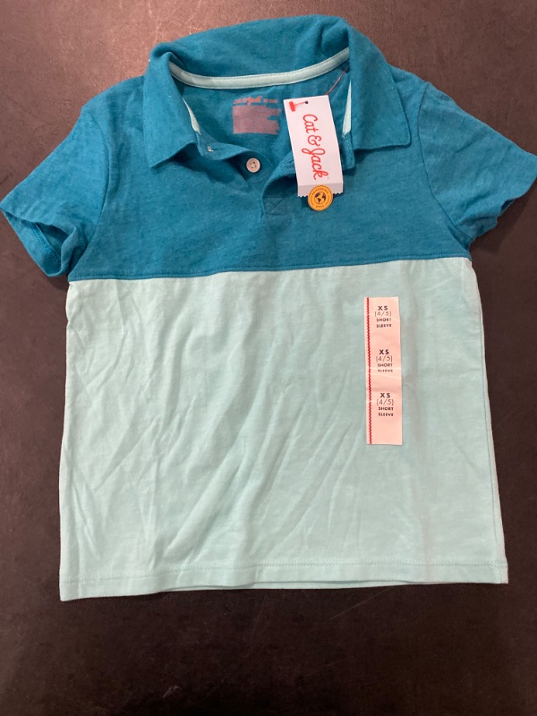 Photo 2 of Boys' Short Sleeve Colorblock Polo T-Shirt - Cat & Jack™ Aqua Blue XS
