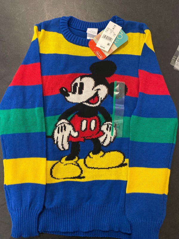 Photo 2 of (M) Blue Boys' Disney 100 Matching Family Mickey Mouse Retro Re-Imagined Striped Pullover Sweater - Blue M
