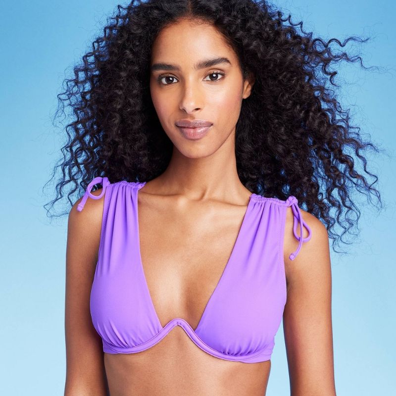 Photo 1 of Women's Underwire Tunneled Shoulder Tie Bikini Top - Shade & Shore™ Purple 36C
