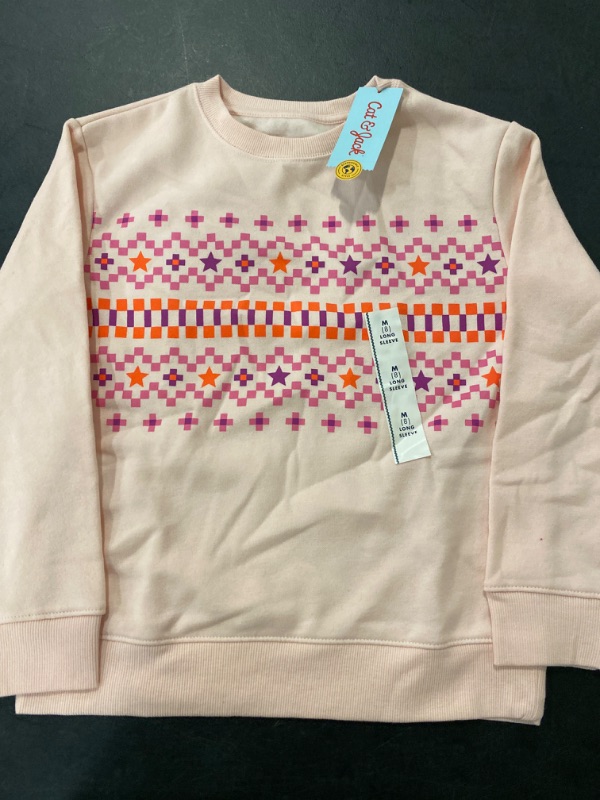 Photo 2 of Girls' Crewneck 'Fair Isle' Fleece Pullover Sweatshirt - Cat & Jack™ Peach M
