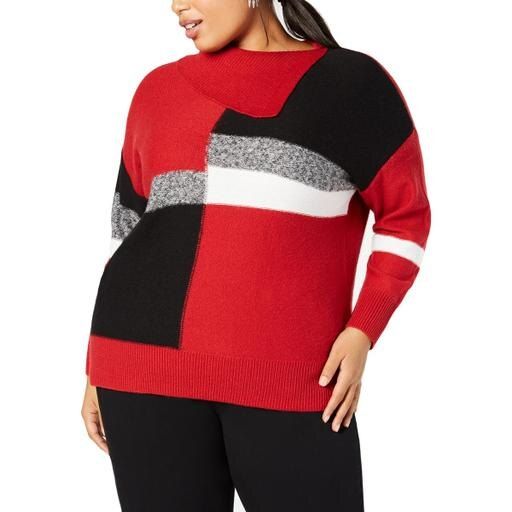 Photo 1 of 2X Style & Co. Womens Plus Colorblock Envelope Neck Sweater

