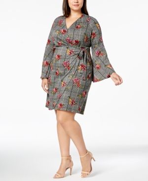 Photo 1 of 1X Ny Collection Plus Size Bell-Sleeve Wrap Dress
