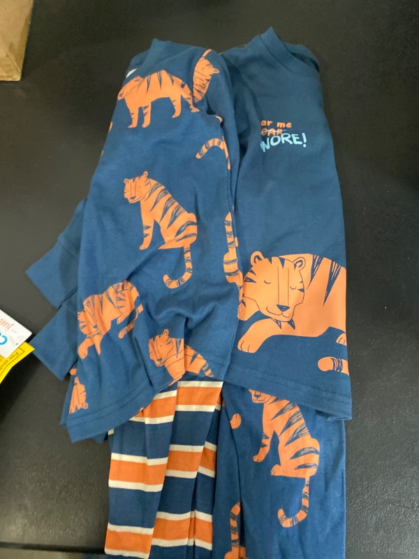 Photo 2 of Carter's Just One You® Toddler Boys' 4pc Tigers and Striped Pajama Set - Blue/Orange 3T
