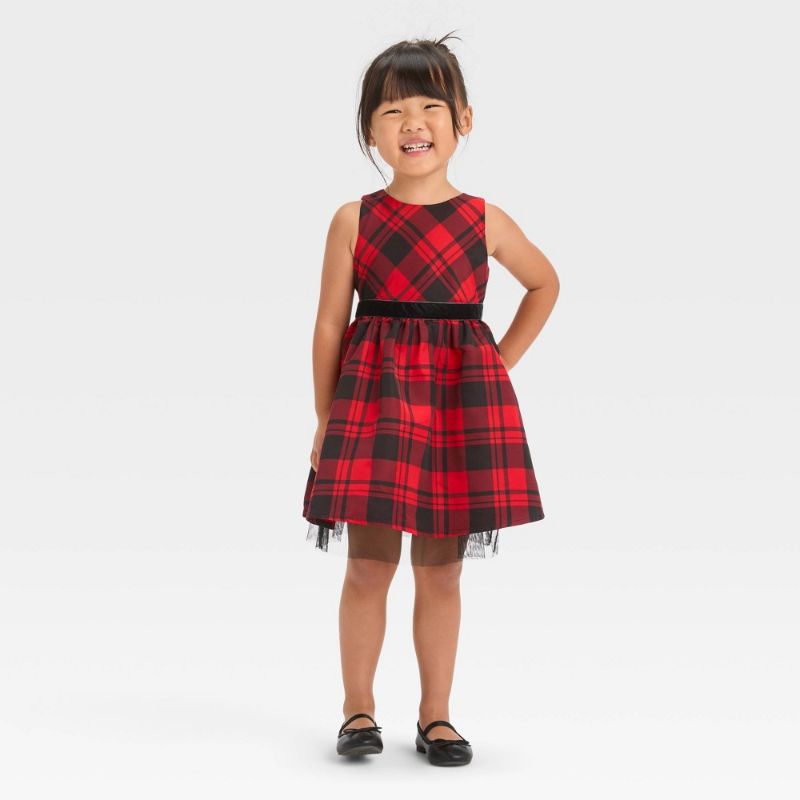 Photo 1 of Toddler Girls' Plaid Dress - Cat & Jack™ Red 3T
