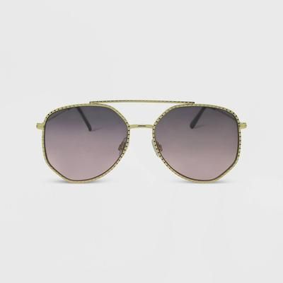 Photo 1 of Women's Metal Geometric Aviator Sunglasses - Wild Fable™ Gold
