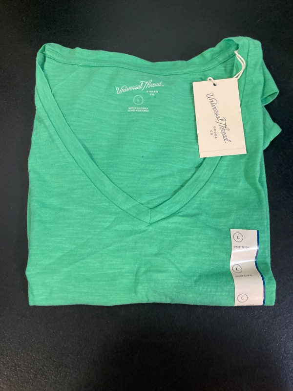 Photo 2 of Women's Slim Fit Short Sleeve V-Neck T-Shirt - Universal Thread™ Light Green L
