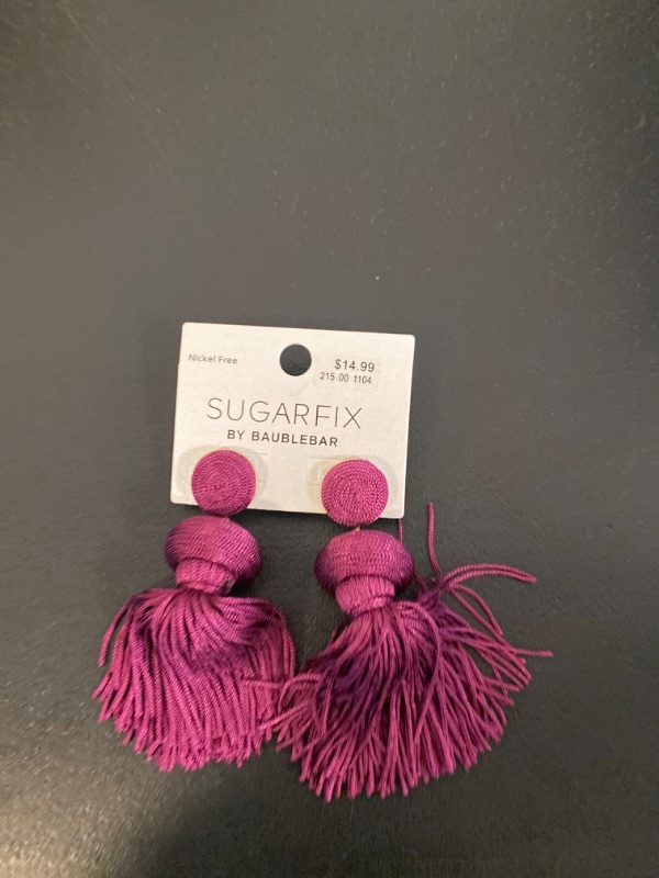 Photo 2 of SUGARFIX by BaubleBar Tassel Statement Earrings - Magenta
