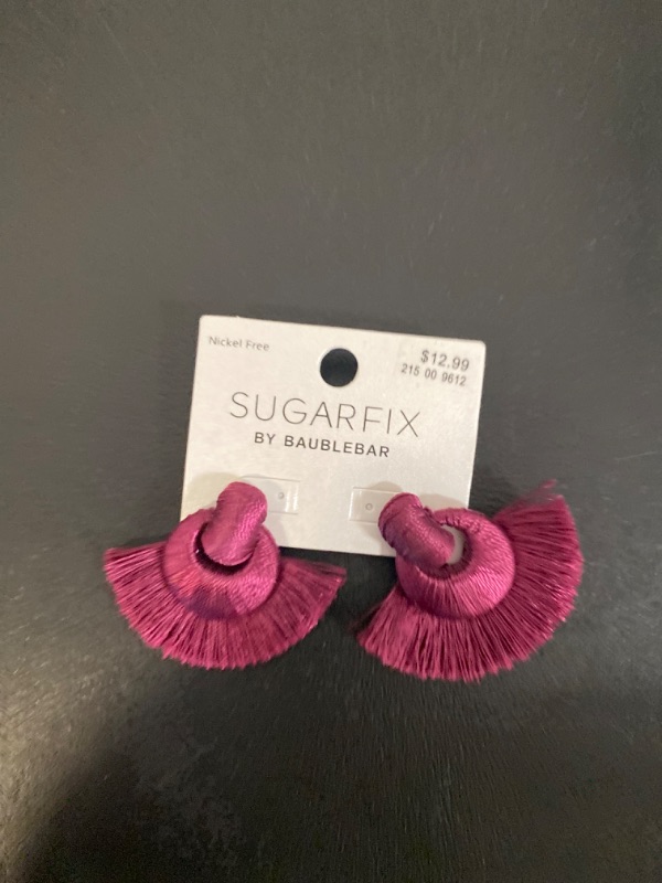 Photo 2 of SUGARFIX by BaubleBar Tassel Statement Earrings - Magenta
