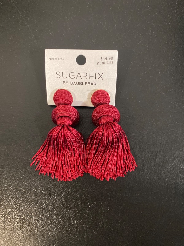 Photo 2 of SUGARFIX by BaubleBar Tassel Statement Earrings - Red
