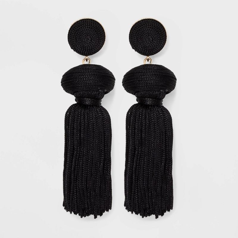 Photo 1 of SUGARFIX by BaubleBar Tassel Statement Earrings - Black
