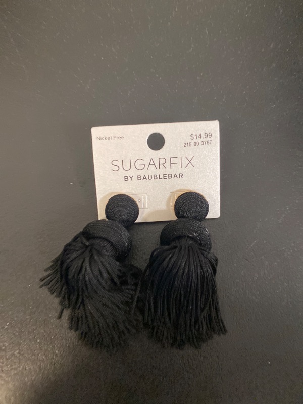 Photo 2 of SUGARFIX by BaubleBar Tassel Statement Earrings - Black
