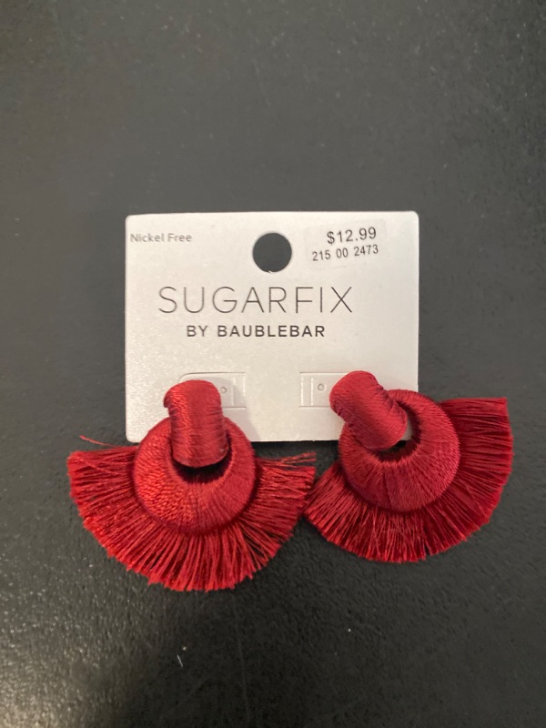 Photo 2 of SUGARFIX by BaubleBar Threaded Statement Earrings - Red
