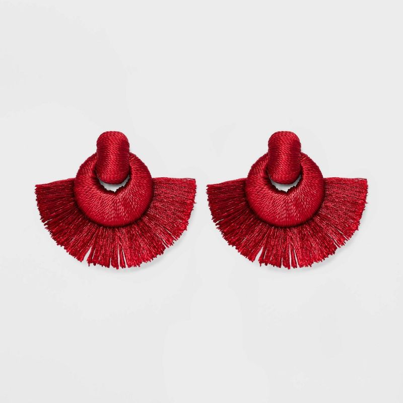 Photo 1 of SUGARFIX by BaubleBar Threaded Statement Earrings - Red
