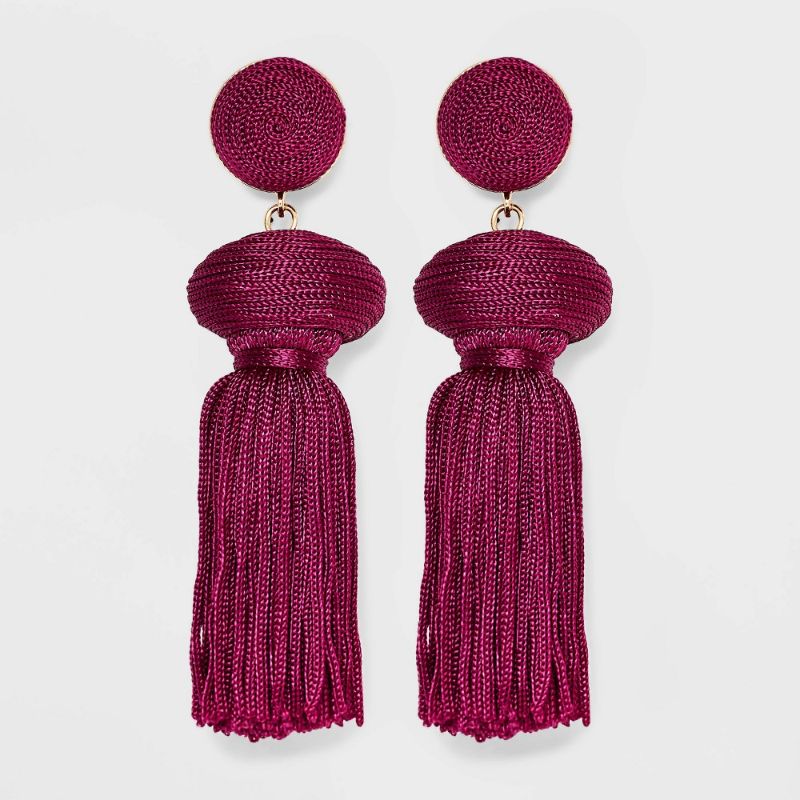 Photo 1 of SUGARFIX by BaubleBar Tassel Statement Earrings - Magenta
