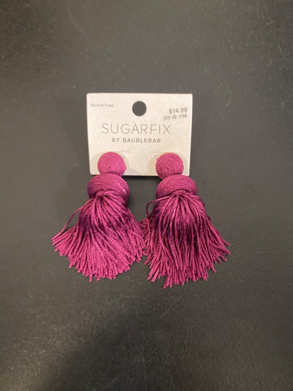 Photo 2 of SUGARFIX by BaubleBar Tassel Statement Earrings - Magenta
