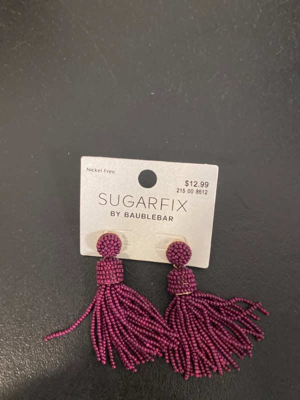 Photo 2 of SUGARFIX by BaubleBar Beaded Tassel Statement Earrings - Magenta
