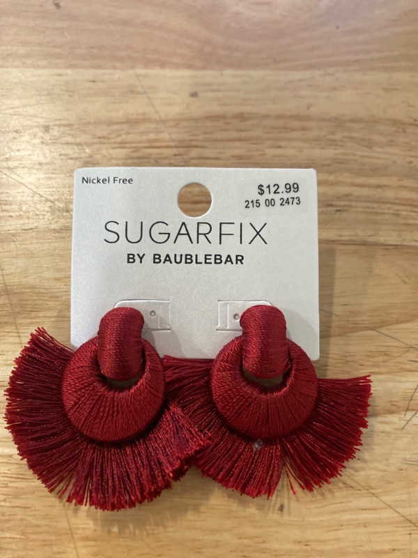 Photo 2 of SUGARFIX by BaubleBar Threaded Statement Earrings - Red
