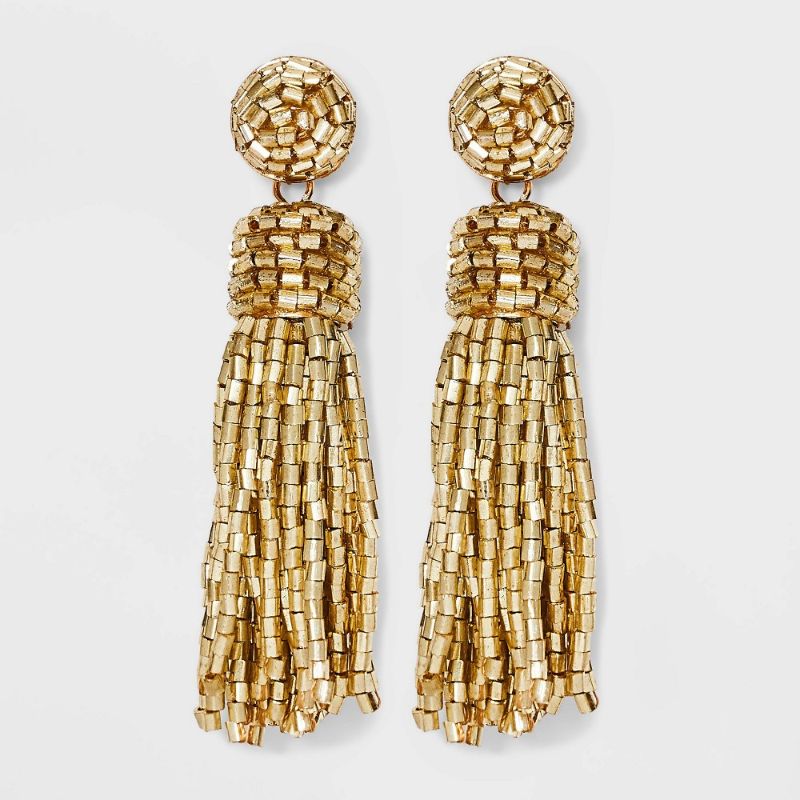 Photo 1 of SUGARFIX by BaubleBar Beaded Tassel Statement Earrings - Gold
