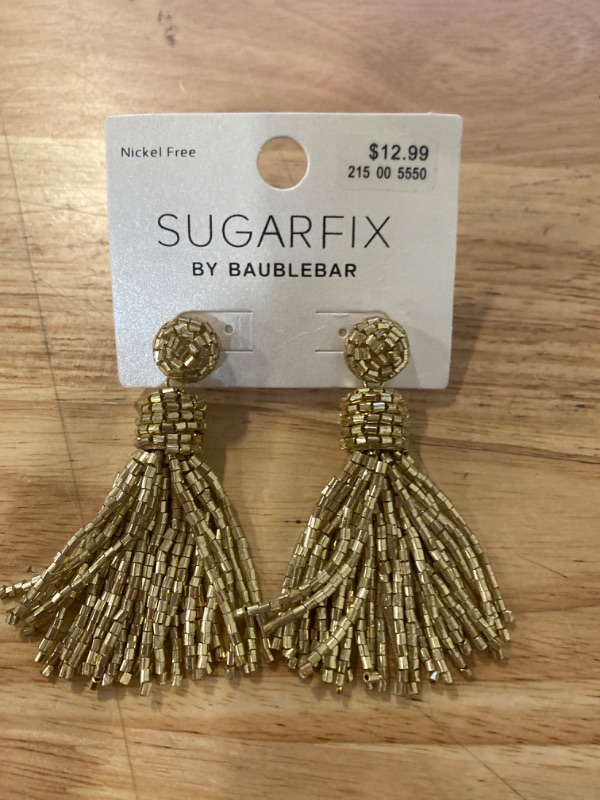 Photo 2 of SUGARFIX by BaubleBar Beaded Tassel Statement Earrings - Gold
