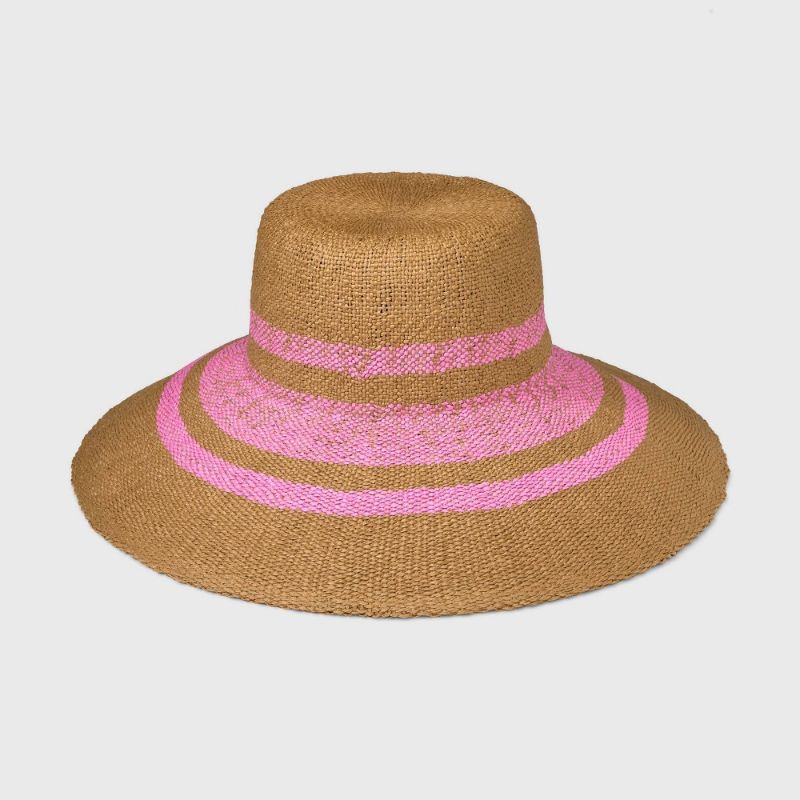 Photo 1 of Striped Floppy Down Brim Floppy Hat - a New Day™ Natural/Pink S/M
