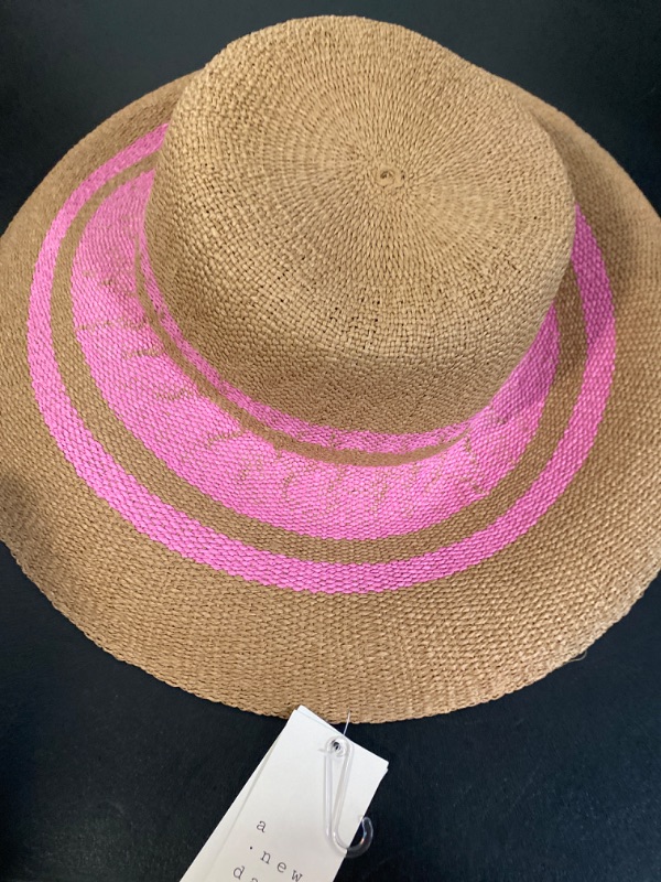 Photo 2 of Striped Floppy Down Brim Floppy Hat - a New Day™ Natural/Pink S/M
