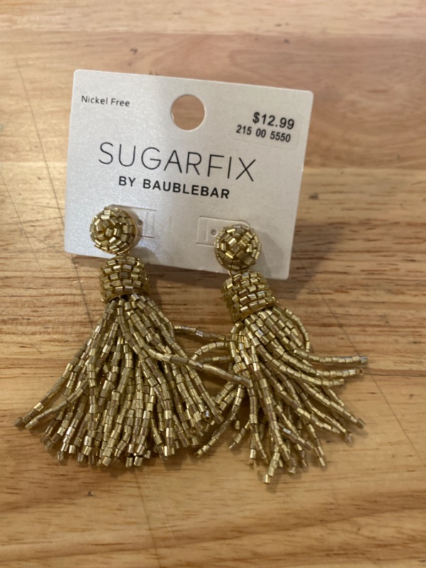 Photo 2 of SUGARFIX by BaubleBar Beaded Tassel Statement Earrings - Gold

