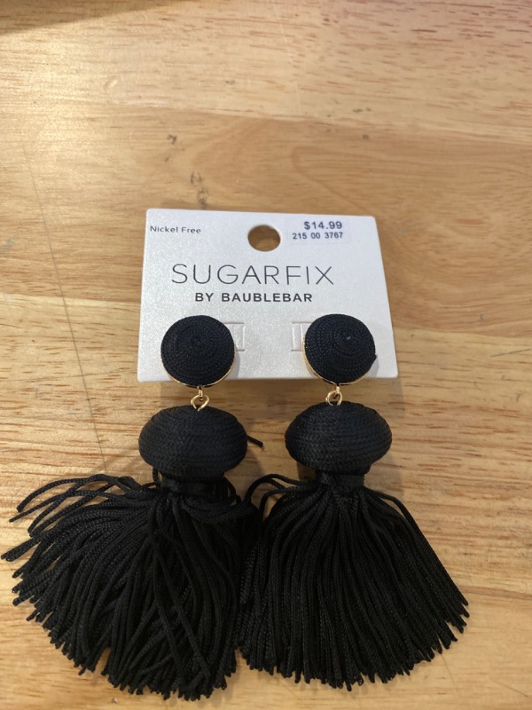 Photo 1 of SUGARFIX by BaubleBar Tassel Statement Earrings - Black
